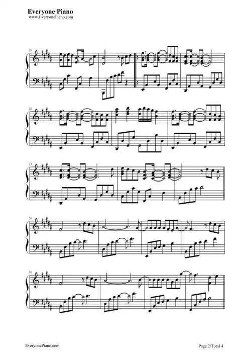 青春修炼手册-tfboys五线谱预览2-钢琴谱文件(五线谱,双手简谱,数字谱