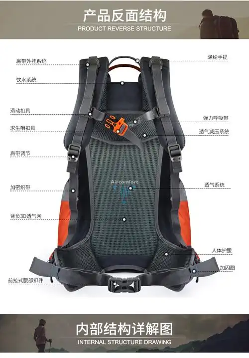 wellhouse 登山包 户外背包 徒步背包多功能外挂 悬浮背负