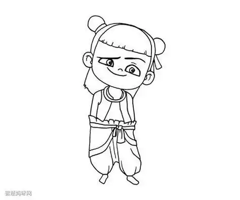 魔童哪吒全身简笔画怎么画