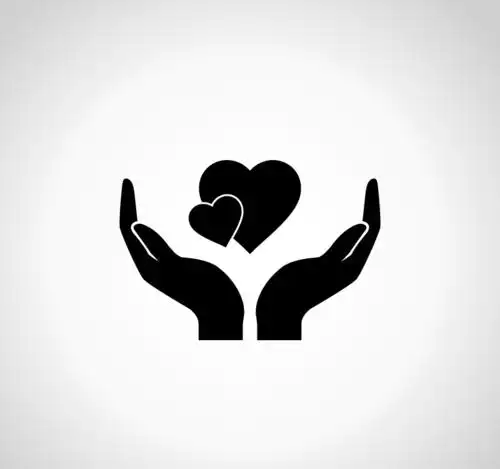 双手托举爱心标志矢量素材