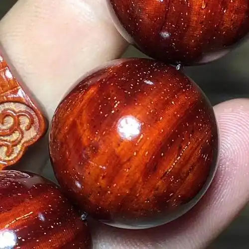 小叶紫檀2.0乘12颗水波小满多星油密性一流玉化包浆玻璃