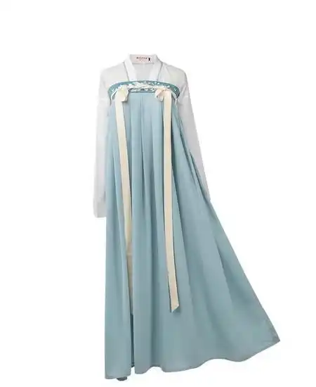 汉尚华莲传统汉服女齐胸襦裙春夏装清爽蓝色襦裙套装日常款式华服