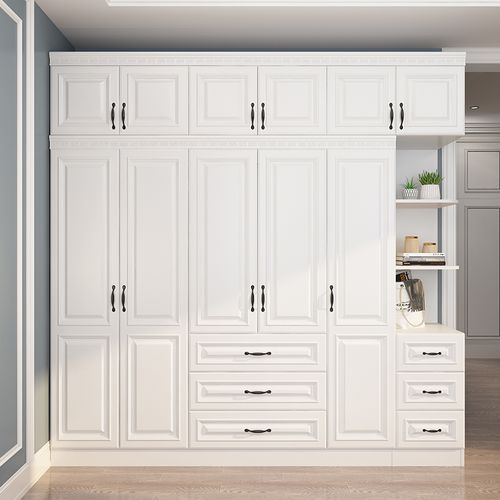 欧式大衣柜衣橱家用卧室美式通顶移门推拉门原木全实木定制sy252