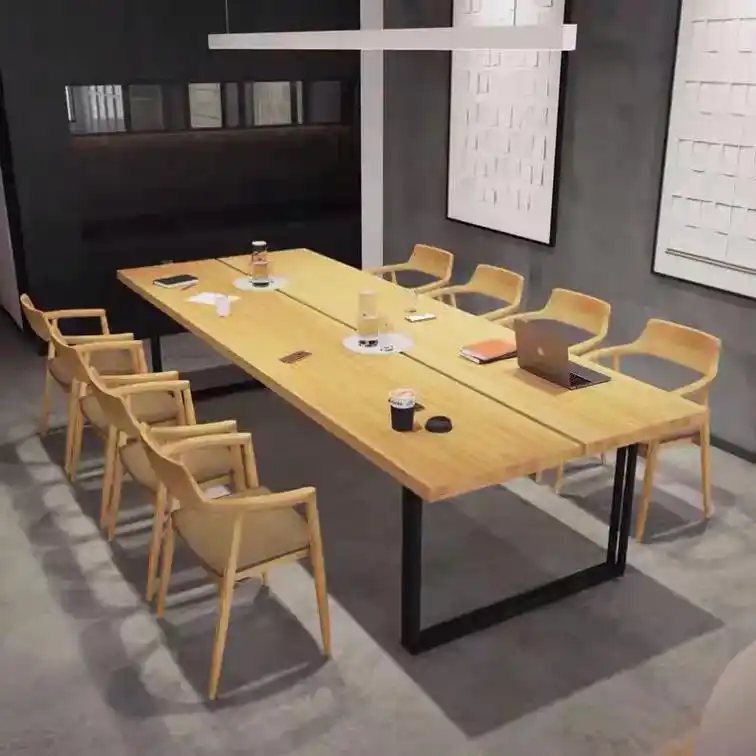 实木会议桌长条桌工业风大桌子工作台长方形洽谈办公桌椅组合桌子