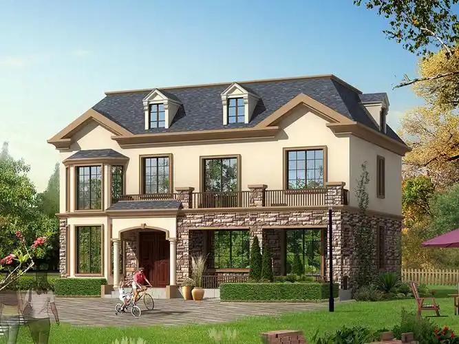 15x11米农村自建二层田园风格小别墅_带阁楼二层乡村别墅 - 二层别墅