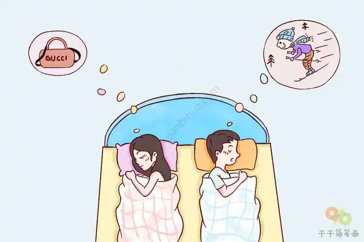 成语大全同床异梦简笔画