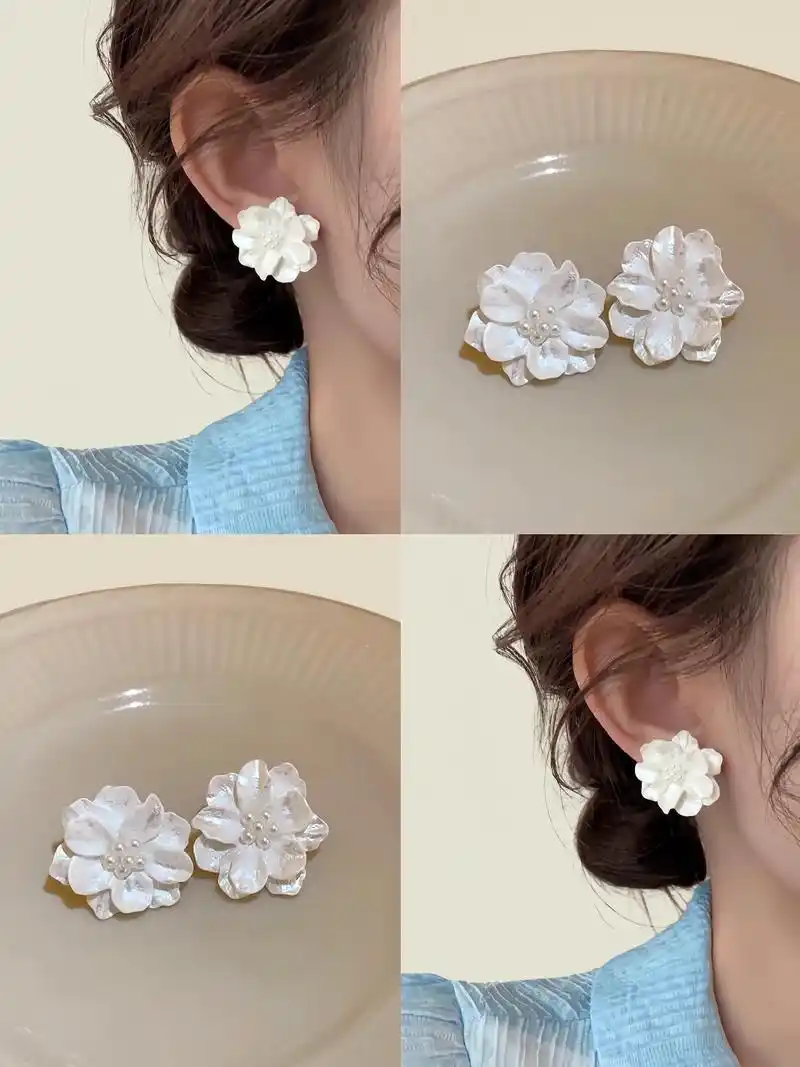 超仙花朵耳钉.山茶花耳环敲温柔的,温柔又迷人,很适合春夏出去