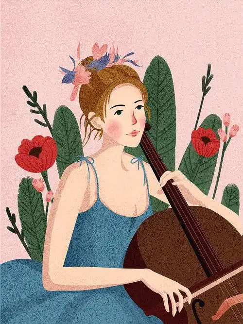 花前拉大提琴的女孩图片