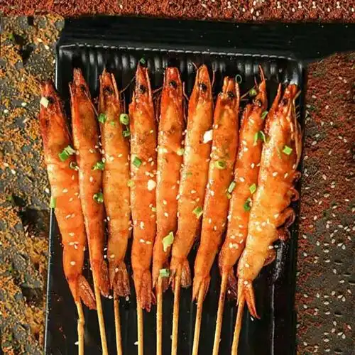 30串烧烤大虾串基围湘西小串商用摆摊烧烤油炸铁板新鲜半一件代发