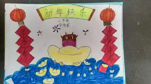 2021春节快乐专刊——田店小学二年级学生手抄报展