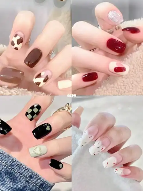 个性手绘涂鸦短款美甲超可爱又童趣美甲