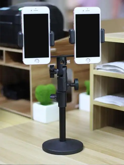 台式桌面 双手机直播架 2机位多功能支架立式两个夹子放多个手机