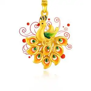 黄金吊坠孔雀开屏图片