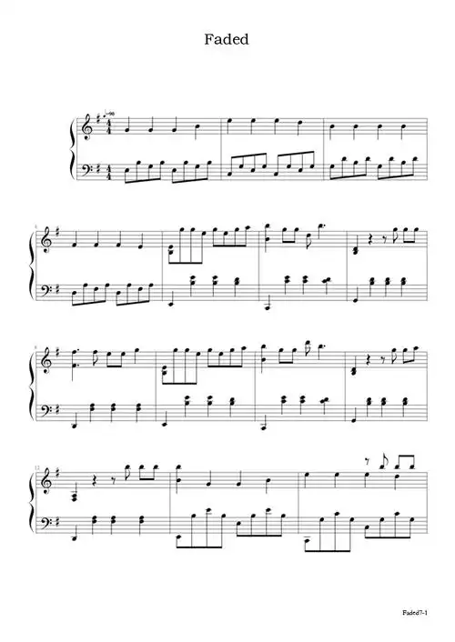 faded钢琴谱 alan walker 我们都是理想道路上的苦行者1