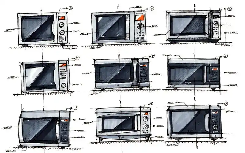 【工业产品设计手绘】原创微波炉平面造型推敲(2p)