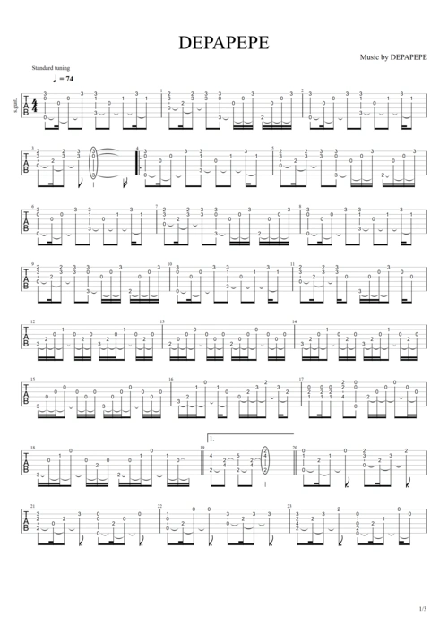 depapepe_风向仪(原版)a调六线吉他谱-虫虫吉他谱免费下载