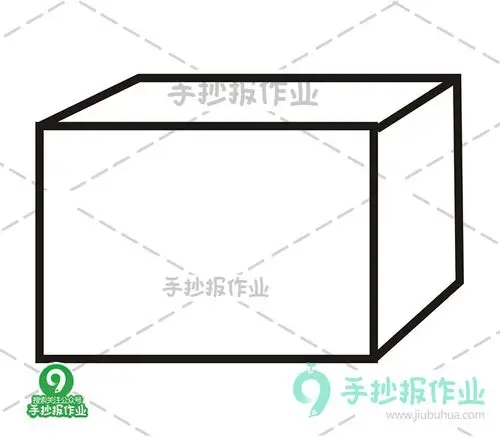 生活用品主题简笔画 快递简笔画 然后加上线条,画出一个长方体纸壳箱