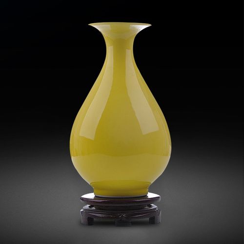 景德镇陶瓷仿古颜色釉干花花瓶新中式客厅玄关家居装饰工艺品摆件