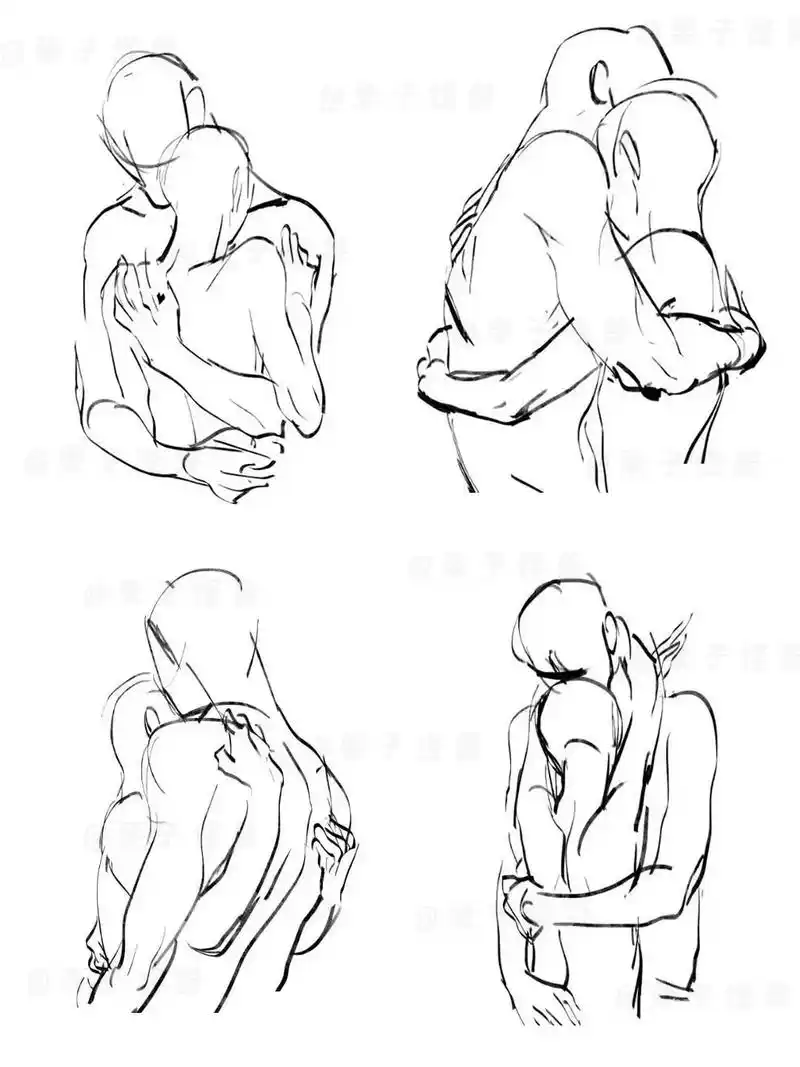 96线稿的基础是先画好结构哦～ - 今天分享这套双人动态姿势合集 超