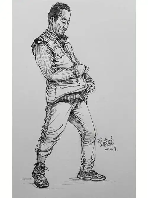 速写人物  #线性速写 #速写  #速写打卡