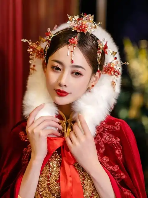 中式眉心坠头饰秀禾古装唯美精致汉服优雅流苏龙凤褂结婚新娘发饰