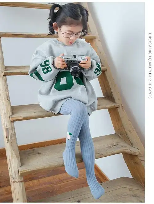 女童打底裤春秋冬薄款纯棉长筒加厚儿童连裤袜女宝宝连体袜子中厚