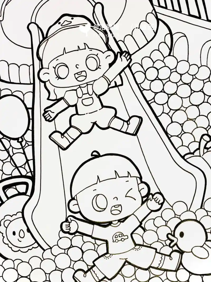 原创幼教考编主题画 游戏主题 《儿童乐园》 题目与《滑滑梯》《游