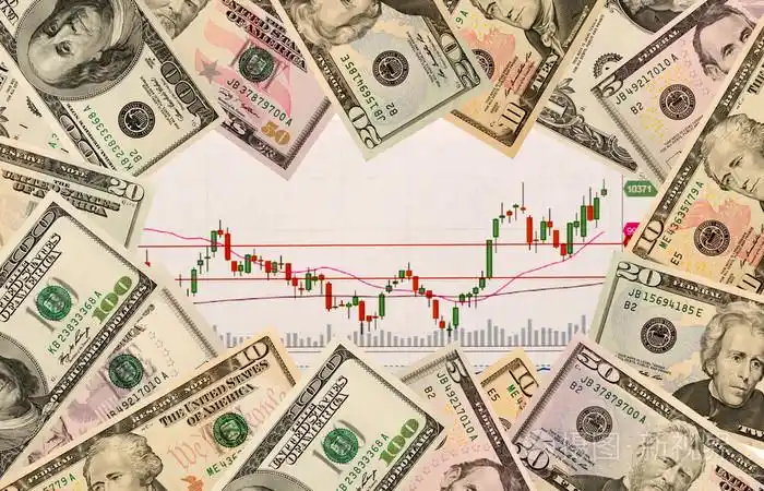 股票图表与我们钱作为背景.从上面查看照片-正版商用图片1n6av7-摄图