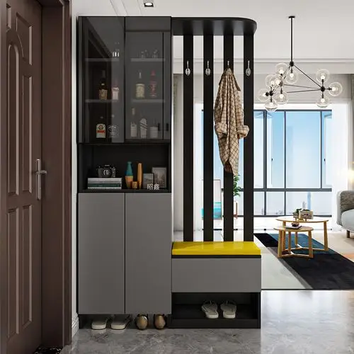 玄关定制进门隔断客厅现代简约门厅鞋柜一体门口门厅