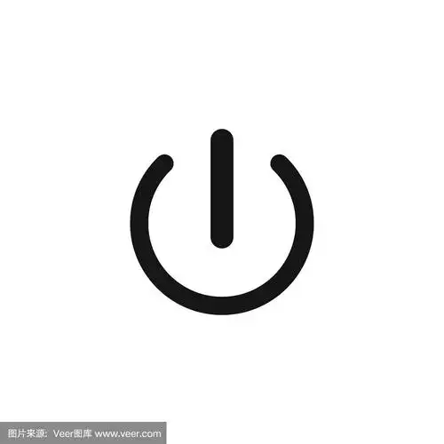 灯光背景上的黑色关机图标.力量矢量图标.