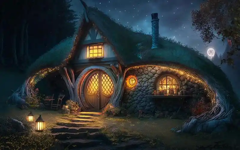 霍比特人小屋之魔法森林茅草屋