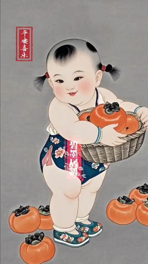 年画娃娃之柿柿如意