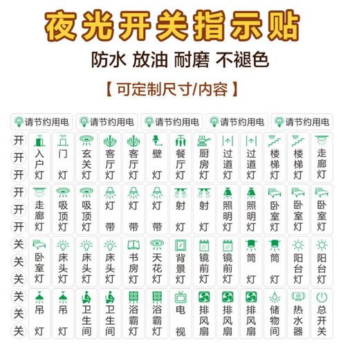 夜光家用配电箱标识贴纸总开关提示贴电闸空气开关标示标签贴墙贴