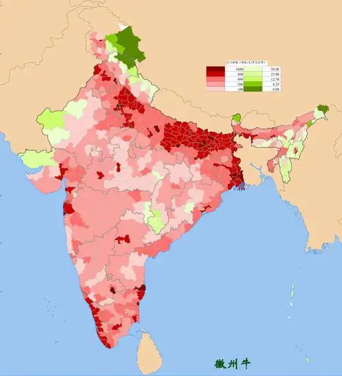 印度人口分县密度图