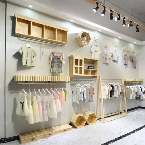 服装店展示架上墙货架童装实木挂衣架网红装修店铺陈列壁挂式侧挂