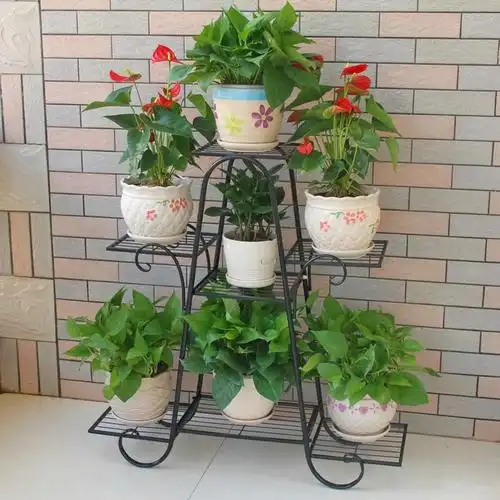 花架子多层室内家用阳台装饰架古达铁艺客厅省空间花盆落地式绿萝