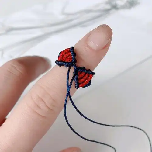 可卉戒指金珠黄金珠可穿蝴蝶结手作编织手工公主戒指