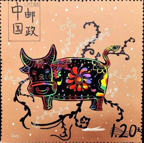 2,牛年邮票的设计. 3,刮画纸线描装饰.