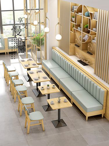 港式早茶茶楼西餐厅汉堡奶茶饭店餐饮靠墙卡座卡座