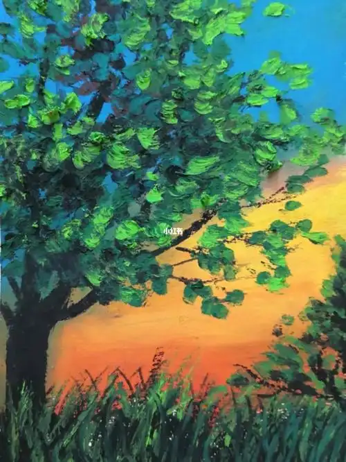 油画棒治愈风景附步骤图