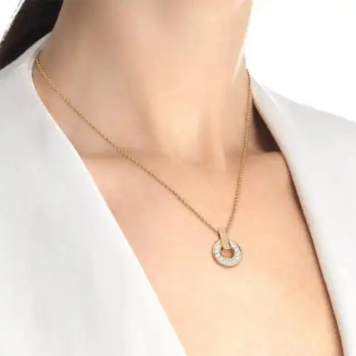 bvlgari宝格丽bvlgaribvlgari系列18k金玫瑰金镂空项链镶嵌密钉钻石