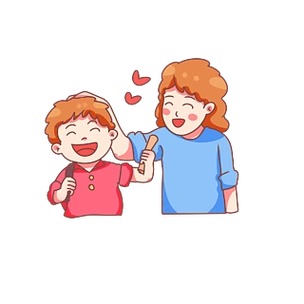 母亲节教育培训矢量手绘母亲抚摸表扬孩子母爱卡通形象