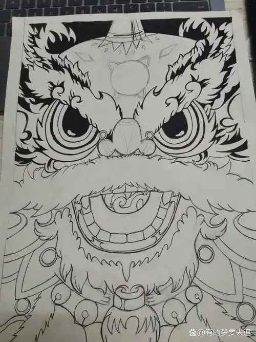 醒狮临摹之描边77勾线(2/3)   到第二步骤啦.