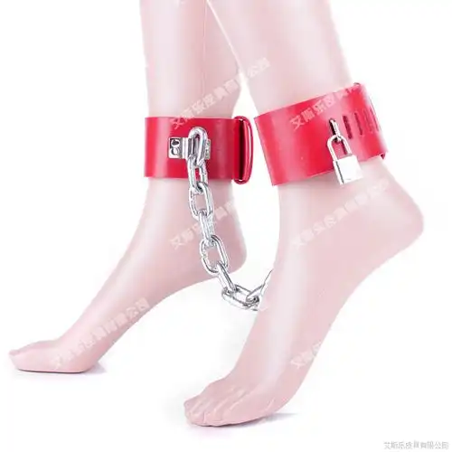 艾斯乐成人情趣游戏玩具红色重型皮革皮脚链禁锢脚镣游戏用品加工