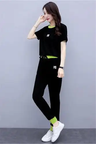 休闲运动服套装女新款女装mm宽松遮肉显瘦夏季两件套潮