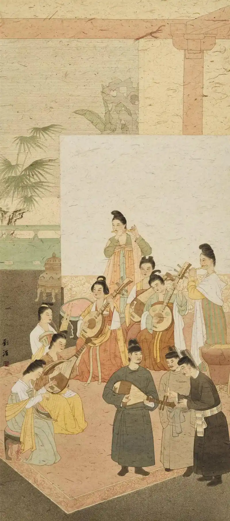 刘涯《习乐图》本次展出的作品,是西安中国画院历年来组织画家创作的