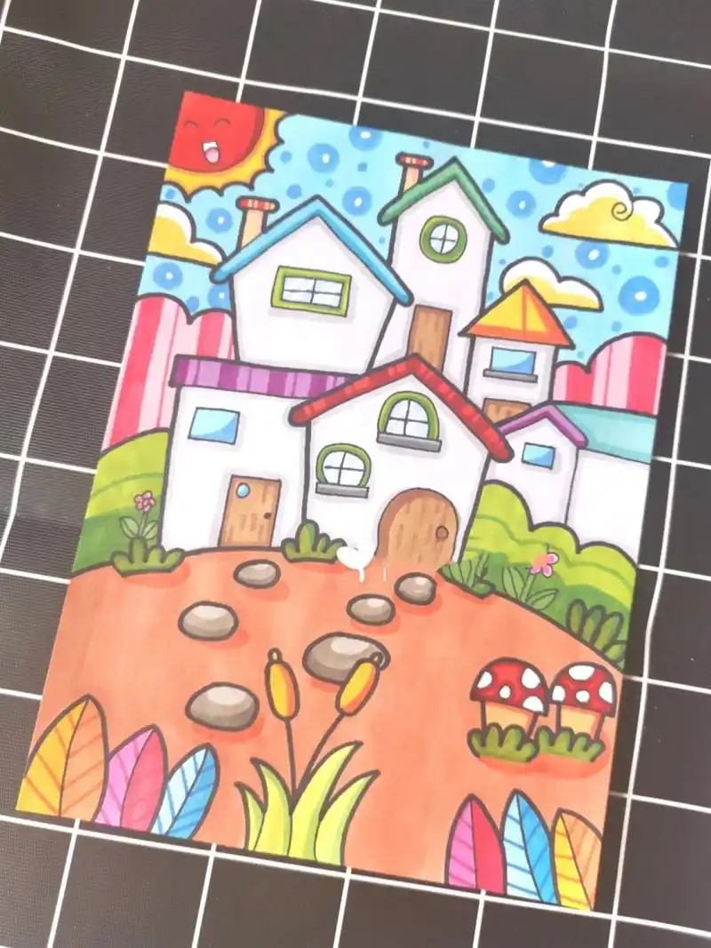儿童画打卡 第10天|美丽家园 美丽家园主题儿童画
