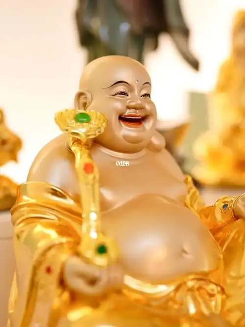 掐丝贴金镶宝弥勒佛佛像