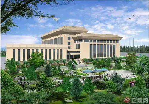 现代风格办公楼前景观效果图