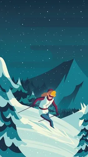 滑雪-叶比yippee_原创,插画,涂鸦,手绘,练习,人,美女,动漫_涂鸦王国